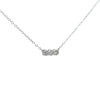 14k white gold bezel set 3 diamond pendant necklace, side angle