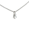 14k white gold kite shape diamond pendant necklace, side angle