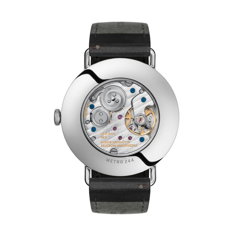 Nomos Metro Date Power Reserve Stainless Steel Ref. 1101 case back