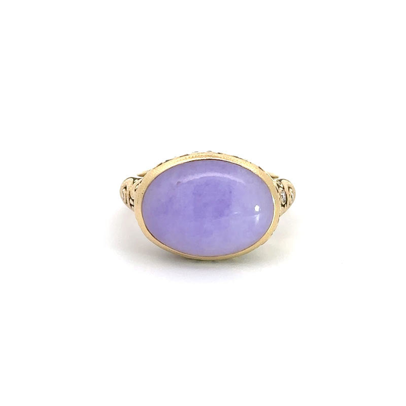 R-134M "Circle Set" Lavender Jade and Diamond Ring