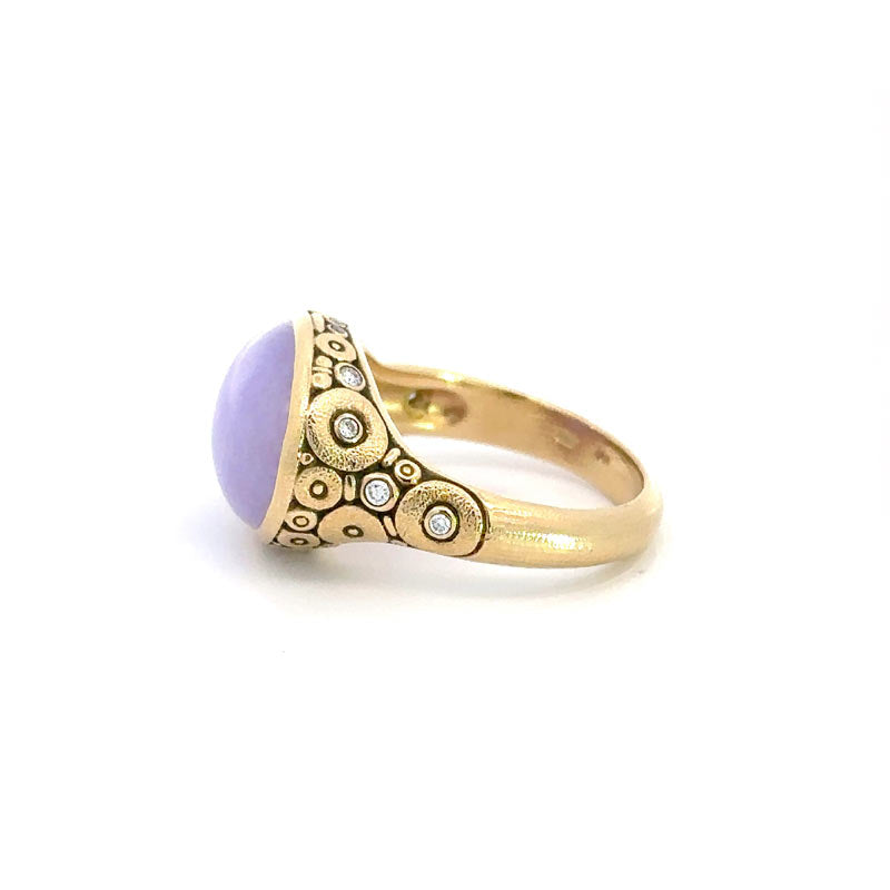R-134M "Circle Set" lavender jade and diamond ring