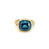 R-226M 18K Yellow Gold "Francoise" Blue Zircon and Diamond Ring