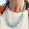 Ray Griffiths Crownwork Beads and Aquamarine Necklace in 18K Yellow Gold