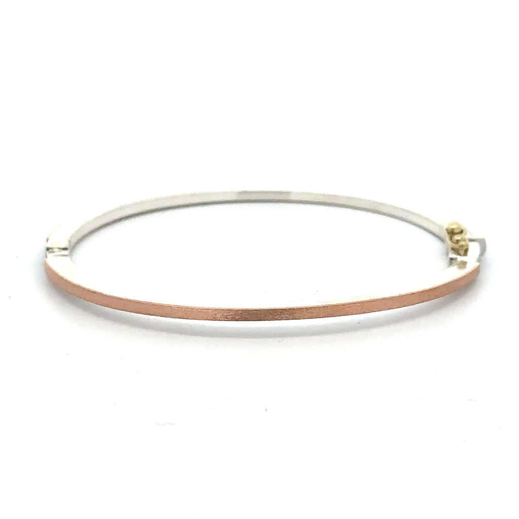 Rene Escobar 18K rose gold "laura" bangle bracelet with diamonds across the front