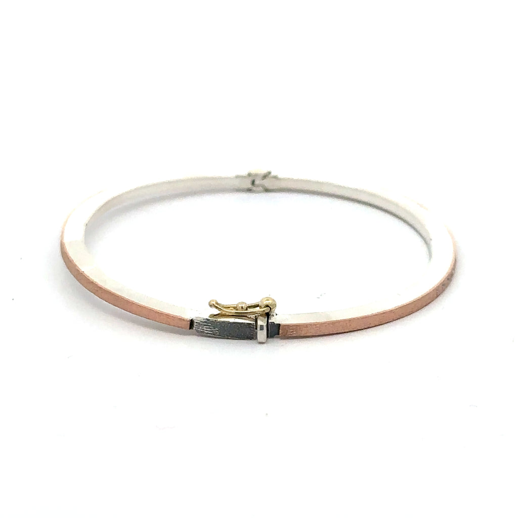 Rene Escobar 18K rose gold "laura" bangle bracelet with diamonds across the front