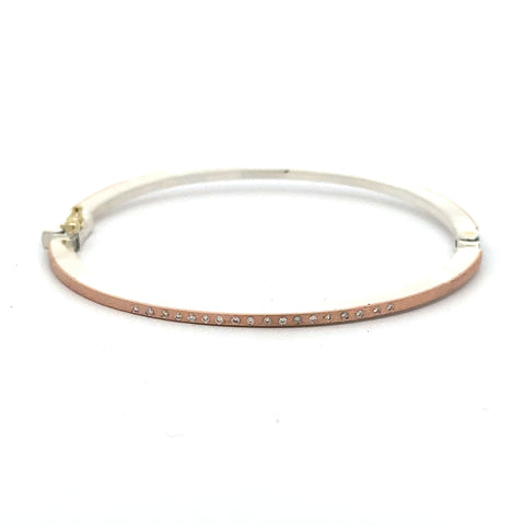 Rene Escobar 18K rose gold "laura" bangle bracelet with diamonds across the front