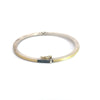 Rene Escobar 18K Yellow Gold and Sterling Silver "Laura" Diamond Bangle Bracelet side profile with clasp hinge mechanism highlighting the gold and silver metals.