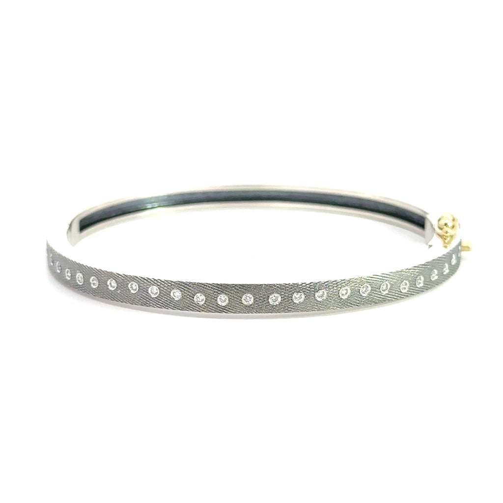 back side of Rene Escobar 18k rose gold rene diamond bangle bracelet