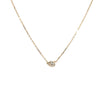 front side of  14k yellow gold pear shape bezel set diamond pendant necklace