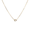 back side of 14k yellow gold pear shape bezel set diamond pendant necklace