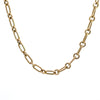 Single Stone 18k yellow gold "Lo Mini" chain necklace with alternating oval and circle chain links