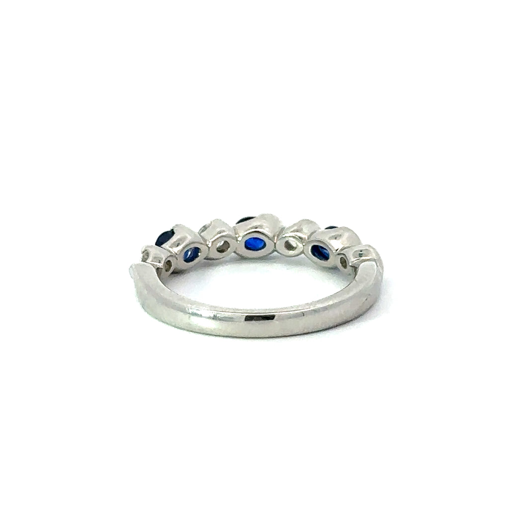 back side of Suwa sapphire and diamond anniversary band