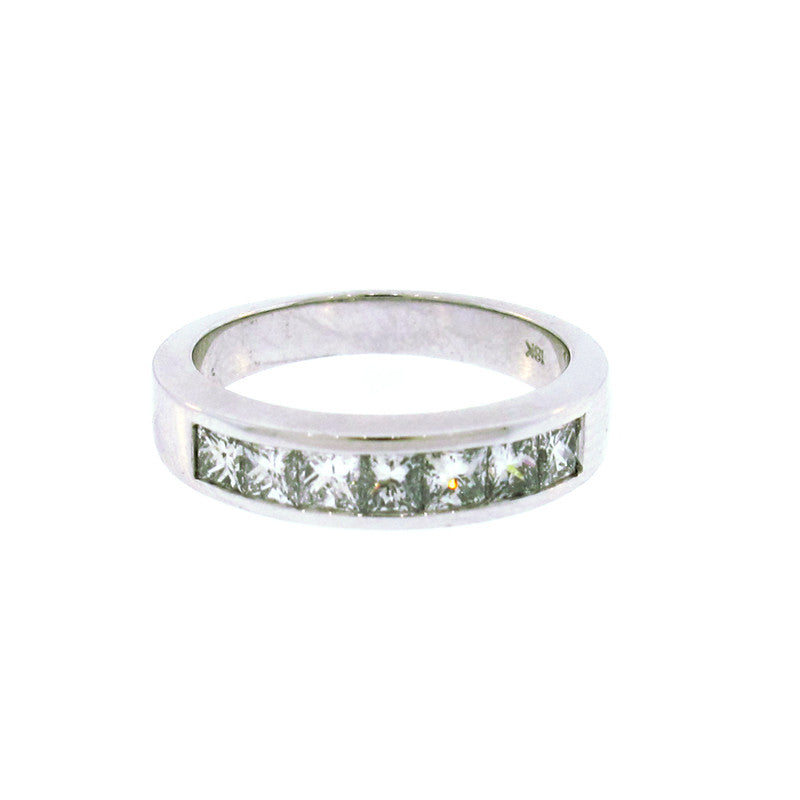 Princess Cut Diamond and 18K White Gold Channel Set Band ring