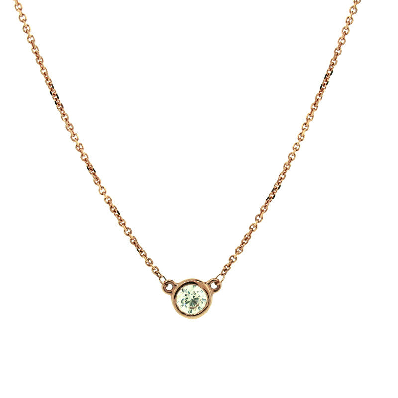 Diamond and 14K Rose Gold Solitaire Pendant