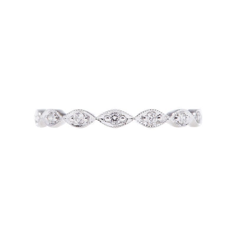 delicate eternity band with diamond marquis pattern, beautiful eternity band design