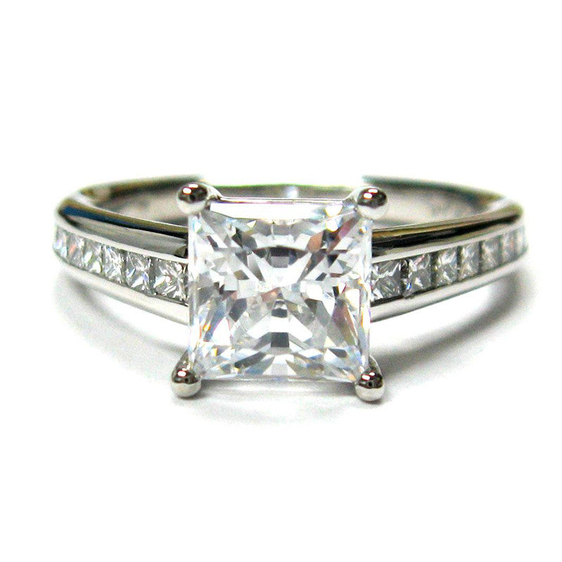 Mark Patterson Diamond and Platinum Princess Cut Mounted engagement ring