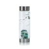 water bottle with emerald and quartz, silver lid and base