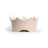 Precious gem pet bowl made of peridot, nephrite jade, brown agate, clear quartz, and mangano calcite for balance, vitality, strength, awareness, and social behavior
