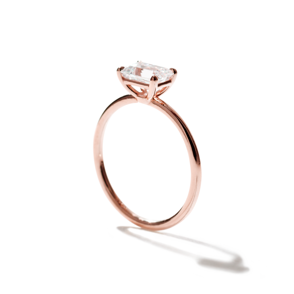 ILA East-West Emerald Cut Diamond Engagement Ring 18K Rose Gold