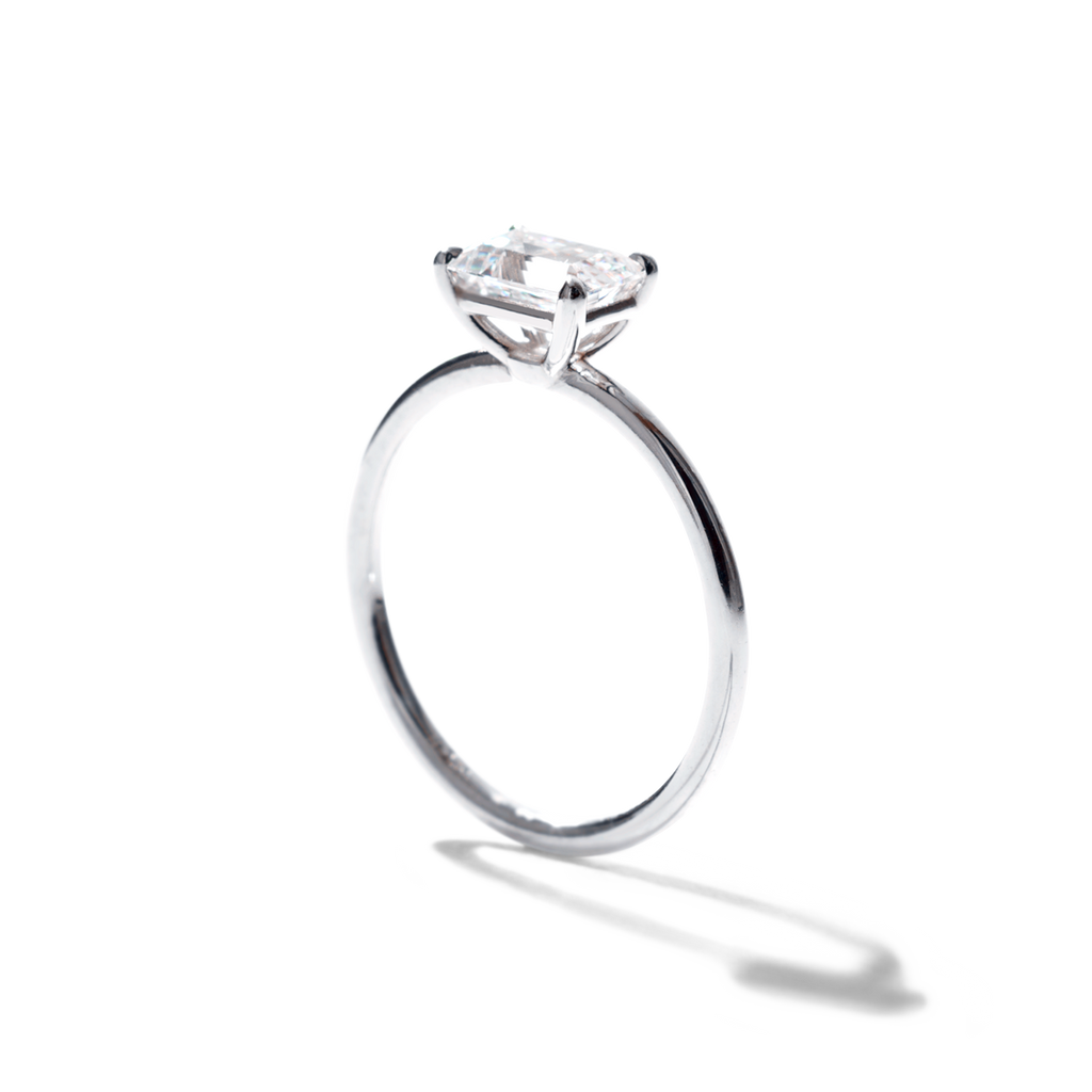 ILA East-West Emerald Cut Diamond Engagement Ring 18K White Gold or Platinum