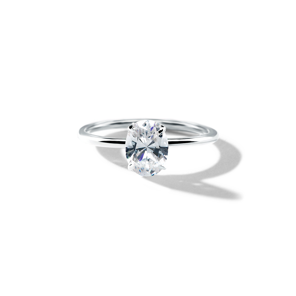 ILA Solitaire Oval Diamond Engagement Ring 18K White Gold or Platinum