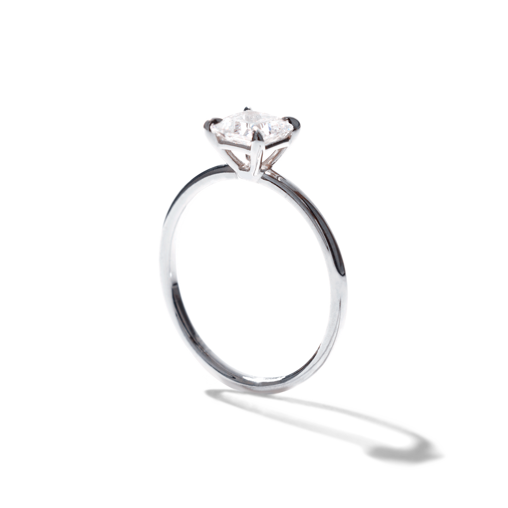 ILA Solitaire Princess Diamond Engagement Ring 18K White Gold or Platinum