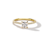 ILA princess cut diamond ring in 18 K yellow gold covered with pave diamonds