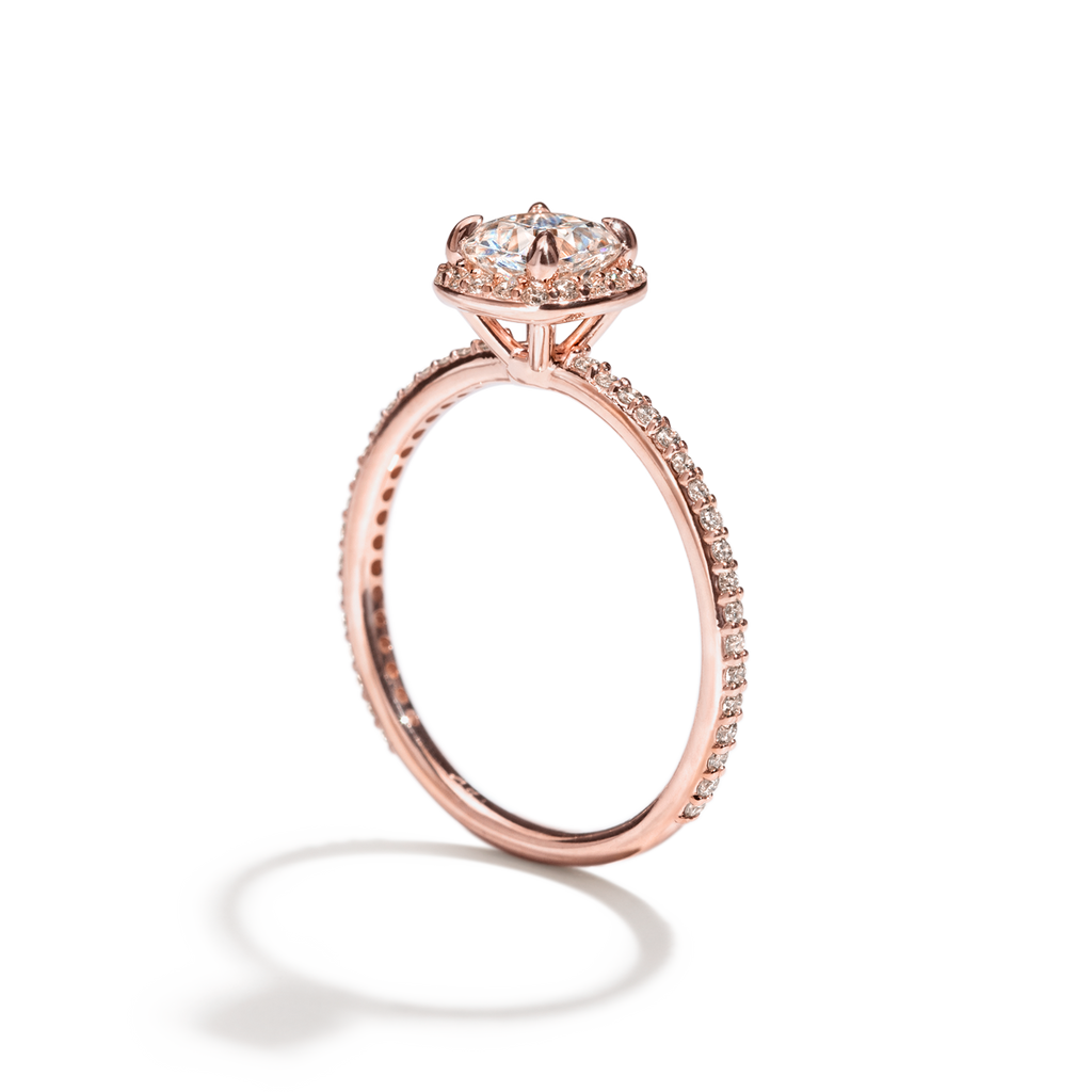 ILA Halo Pave Cushion Diamond Engagement Ring 18K Rose Gold