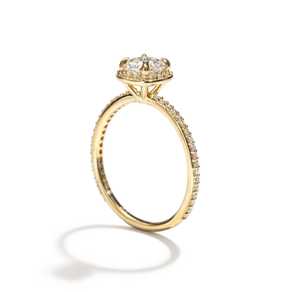ILA Halo Pave Cushion Diamond Engagement Ring 18K Yellow Gold