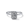 ILA Halo Emerald Cut Diamond Engagement Ring 18K White Gold or Platinum