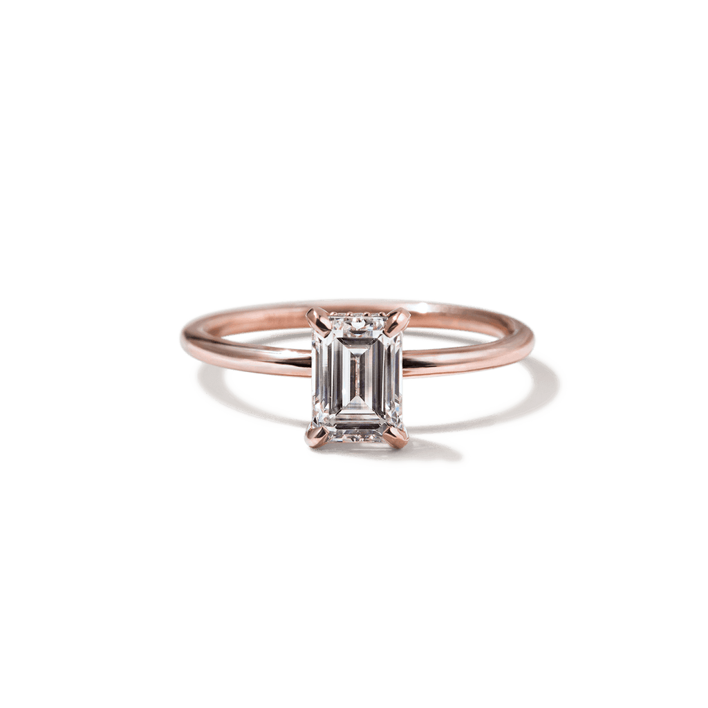ILA Solitaire Emerald Cut Diamond Engagement Ring 18K Rose Gold