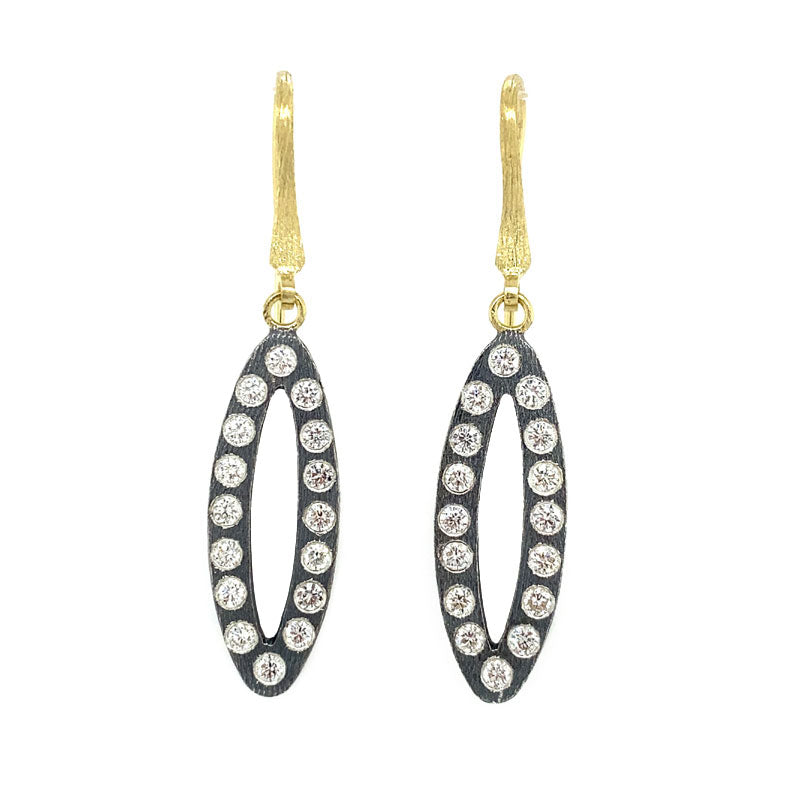 Rene Escobar Sterling Silver and Diamond "Iris" Drop Earrings