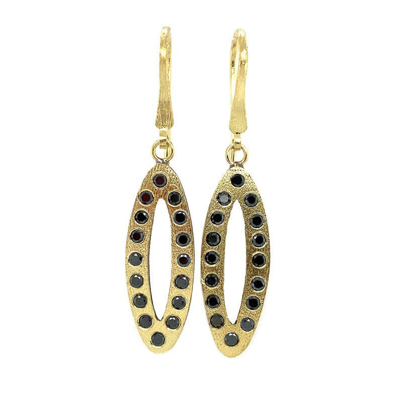 Rene Escobar 18K Yellow Gold and Black Diamond "Iris" Earrings