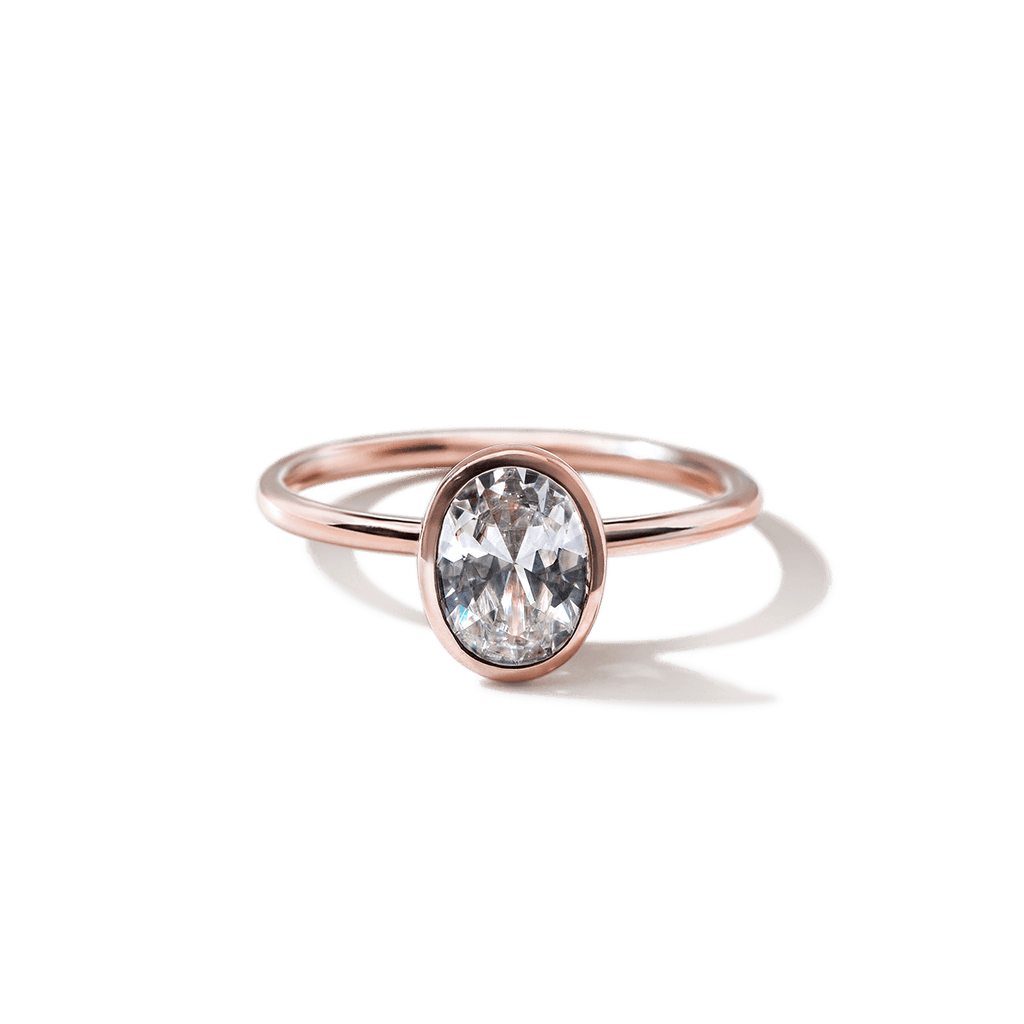 ILA Bezel Oval Diamond Engagement Ring 18K Rose Gold