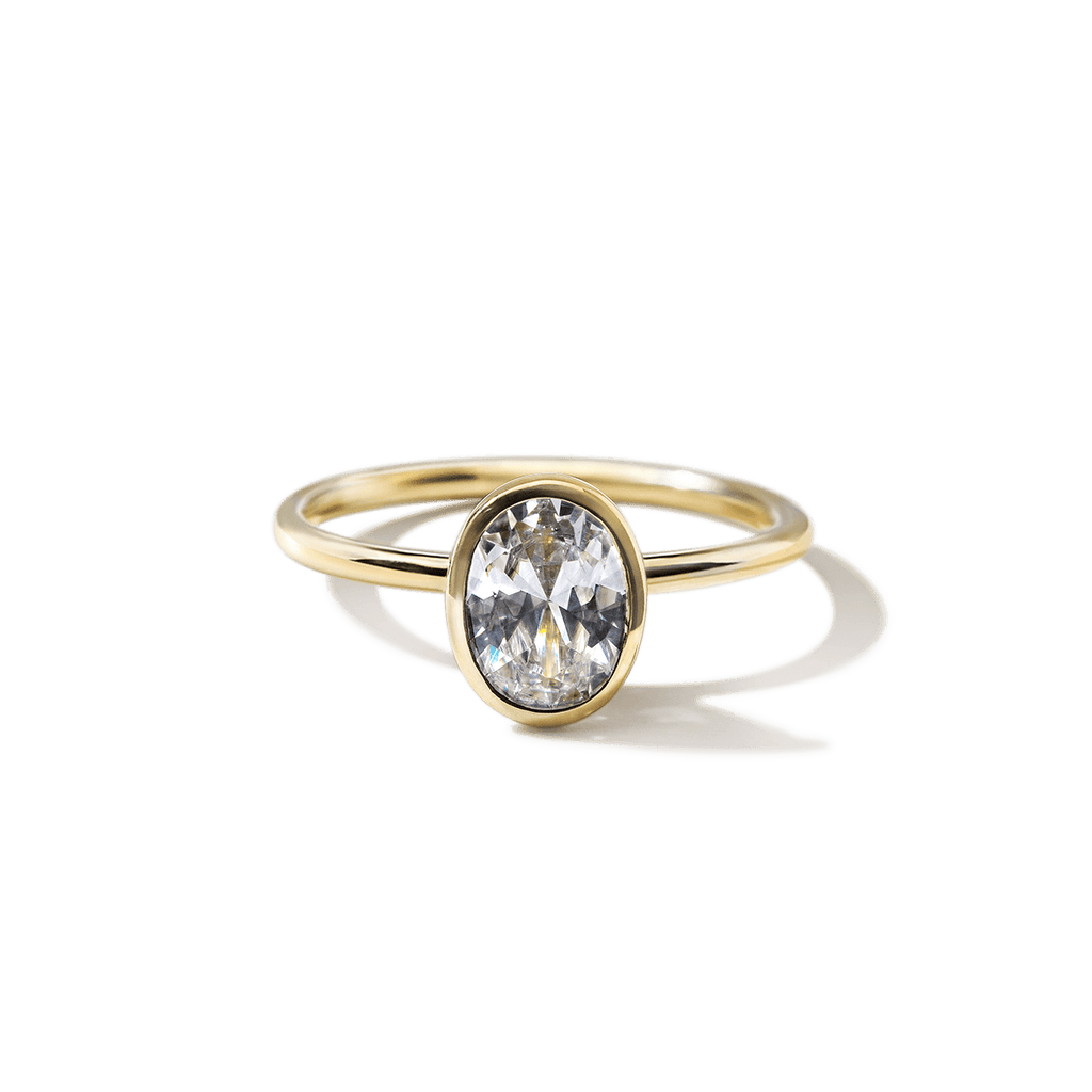 ILA Bezel Oval Diamond Engagement Ring 18K Yellow Gold