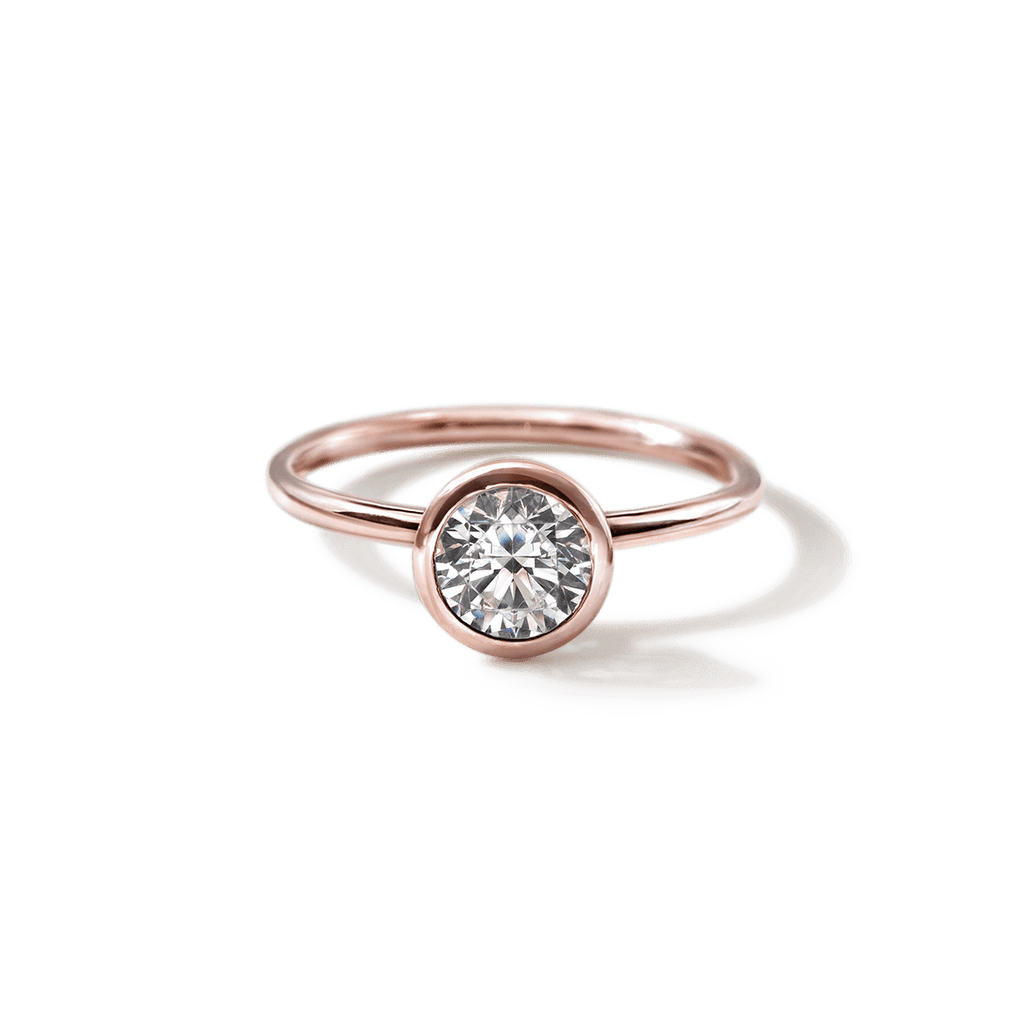 ILA Bezel Round Diamond Engagement Ring 18K Rose Gold