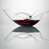 Decanter, vino design curved decanter filled with wine and Vita Juwel vial inside