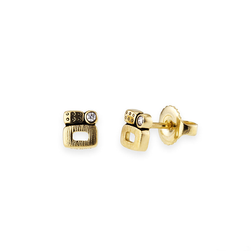 18K yellow gold "Little Windows" diamond stud earrings