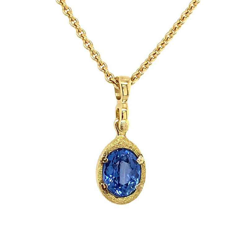 Alex Sepkus 18K Yellow Gold Oval Blue Sapphire Charm Pendant