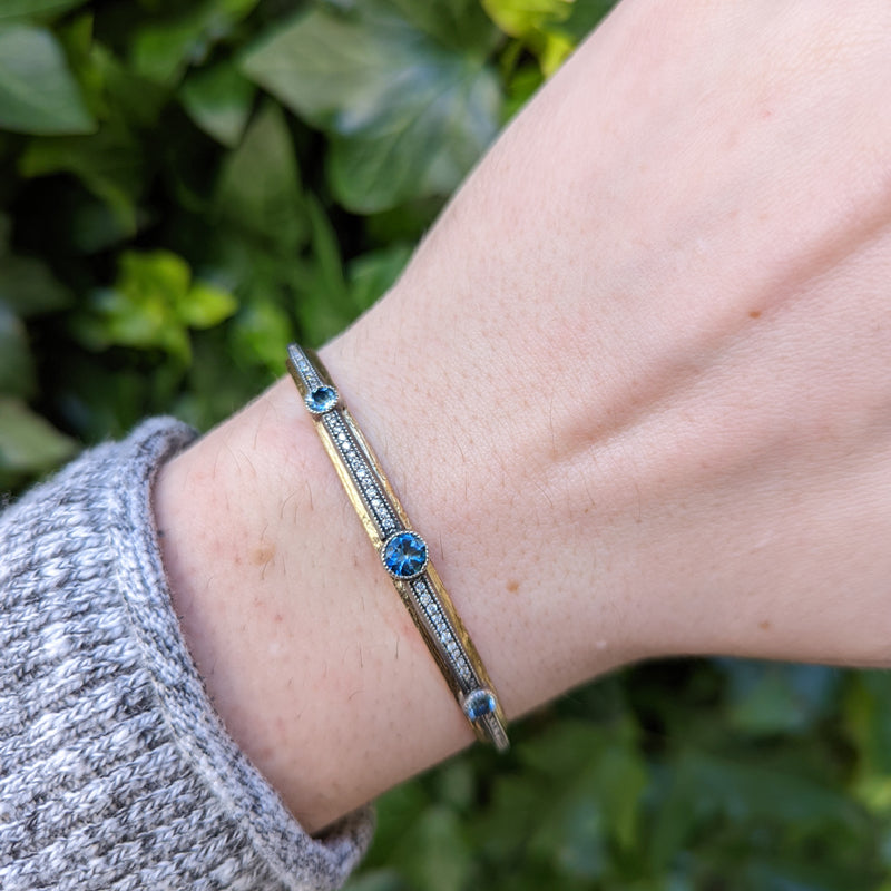 Arman Sarkisyan Aquamarine and Diamond Cuff Bracelet on wrist