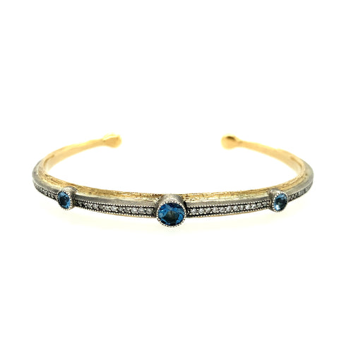 Arman Sarkisyan Aquamarine and Diamond Cuff Bracelet