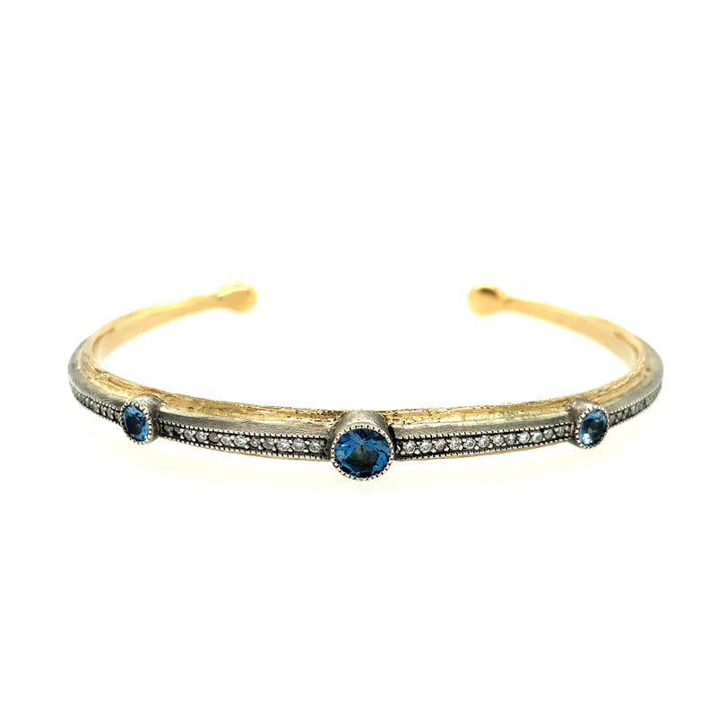 Arman Sarkisyan Aquamarine and Diamond Cuff Bracelet