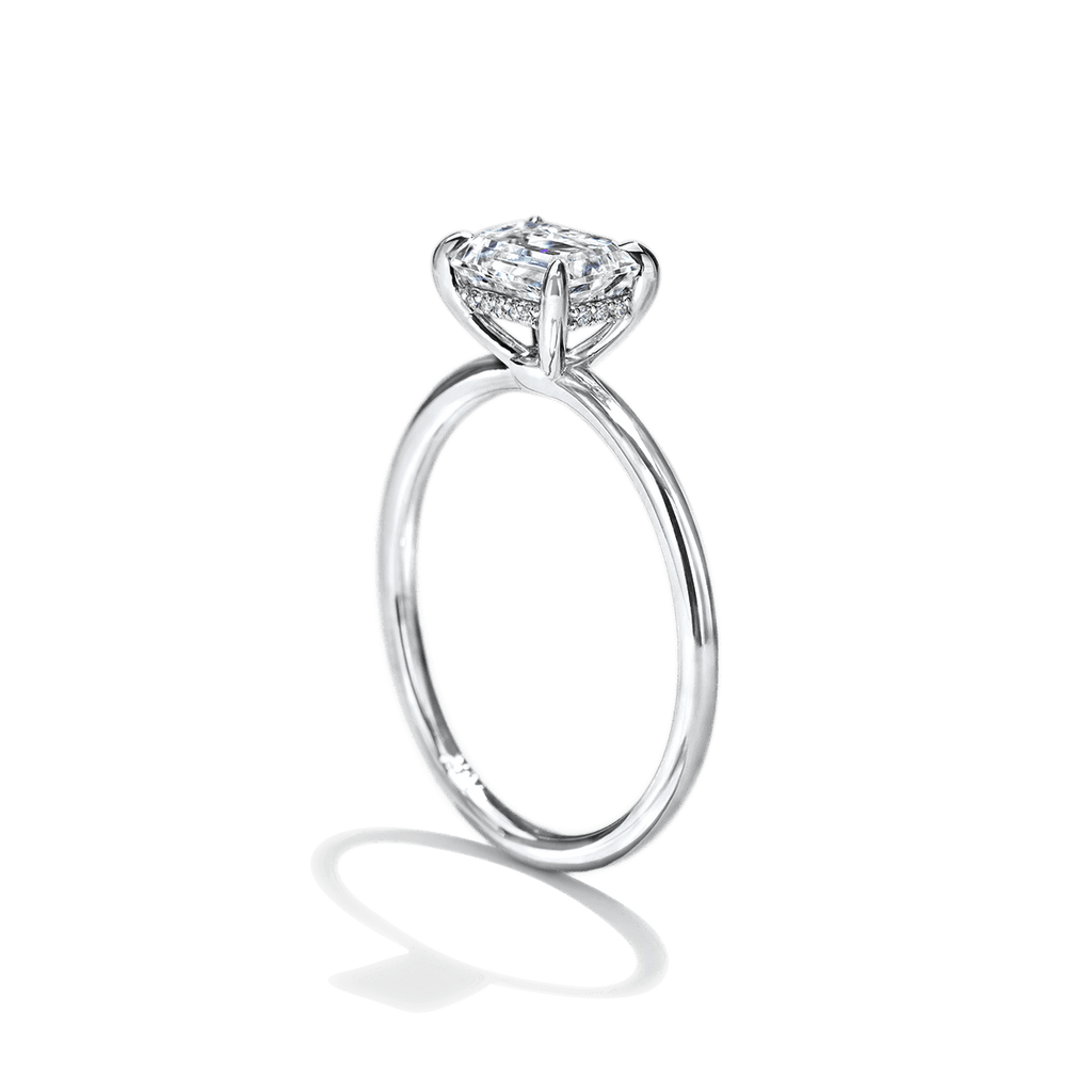 ILA East-West Pixie Emerald Cut Diamond Engagement Ring 18K White Gold or Platinum
