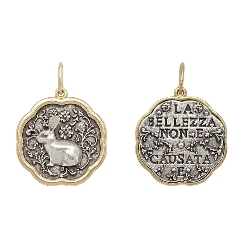 Erica Molinari 18K Gold and Sterling Silver Medium Floral Rabbit Charm