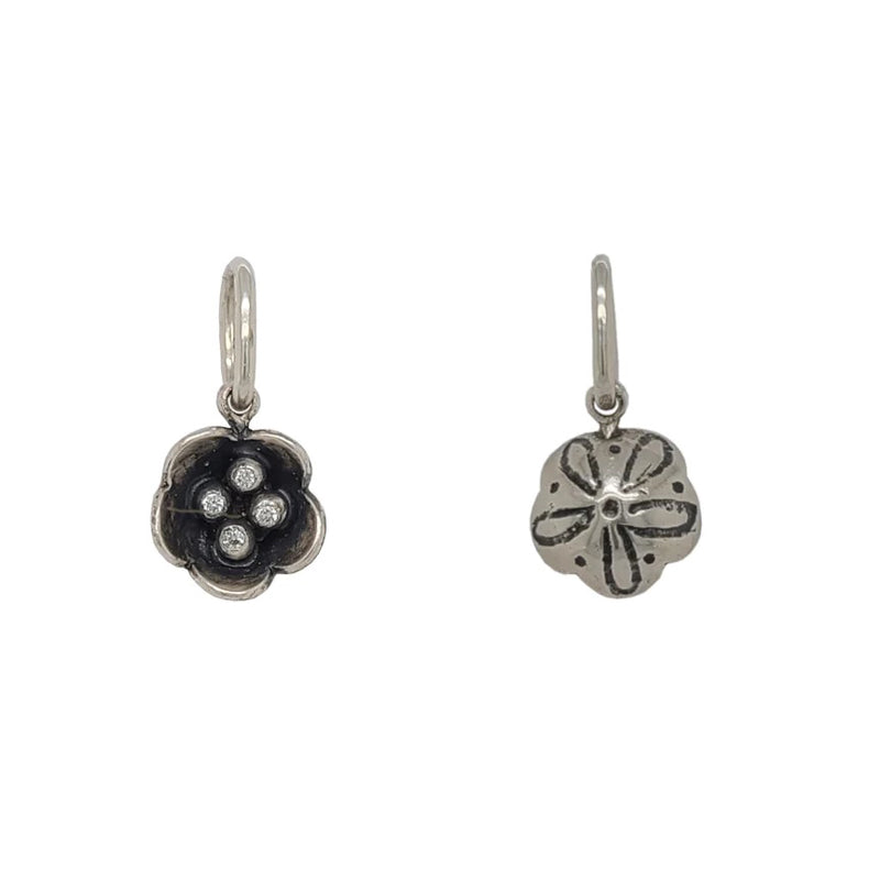 Erica Molinari Sterling Silver and Diamond Tiny Flower Charm