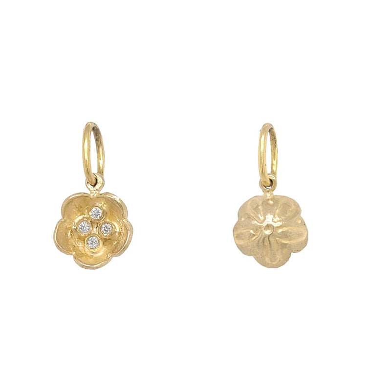 Erica Molinari 14K Gold and Diamond Tiny Flower Charm