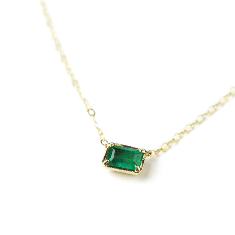 ILA 14KY Leone Baguette Emerald Pendant Necklace