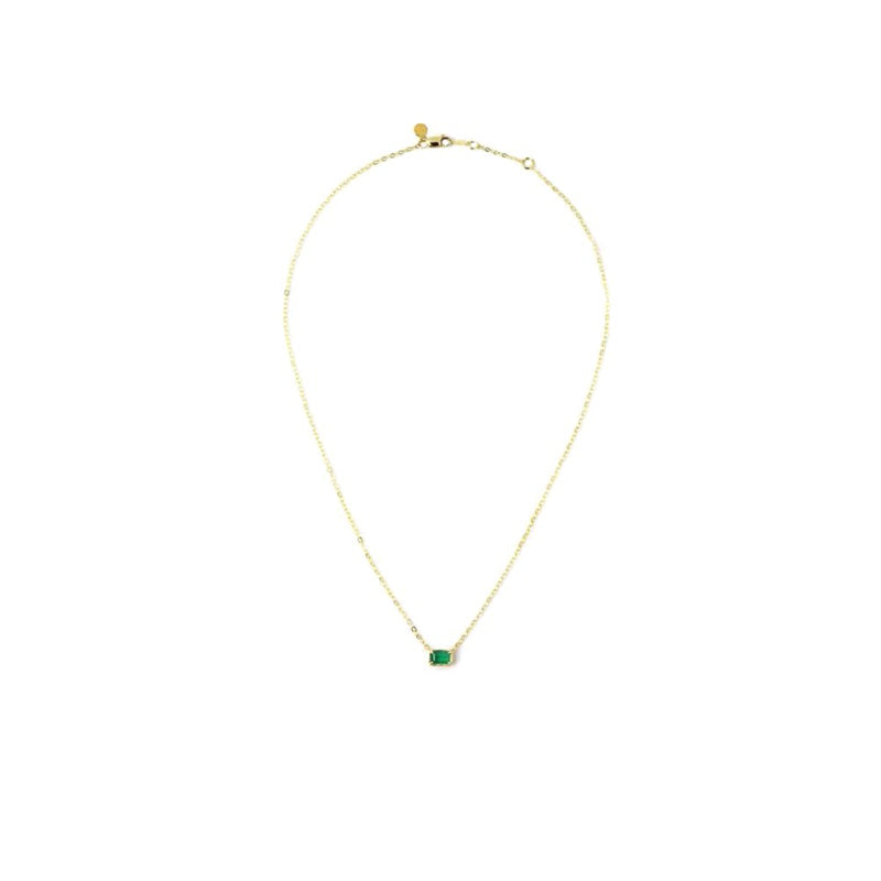 ILA 14KY Leone Baguette Emerald Pendant Necklace