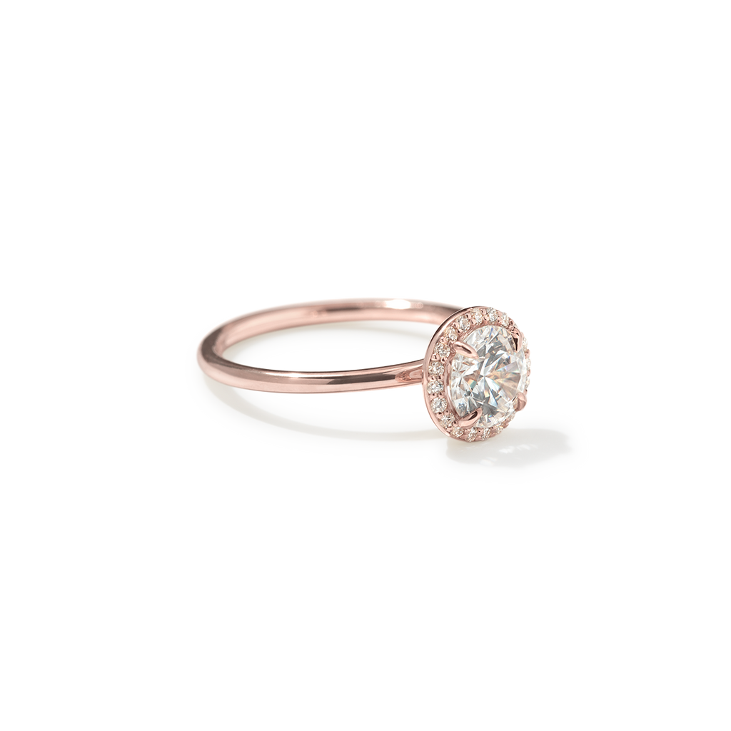 ILA Halo Round Diamond Engagement Ring 18K Rose Gold