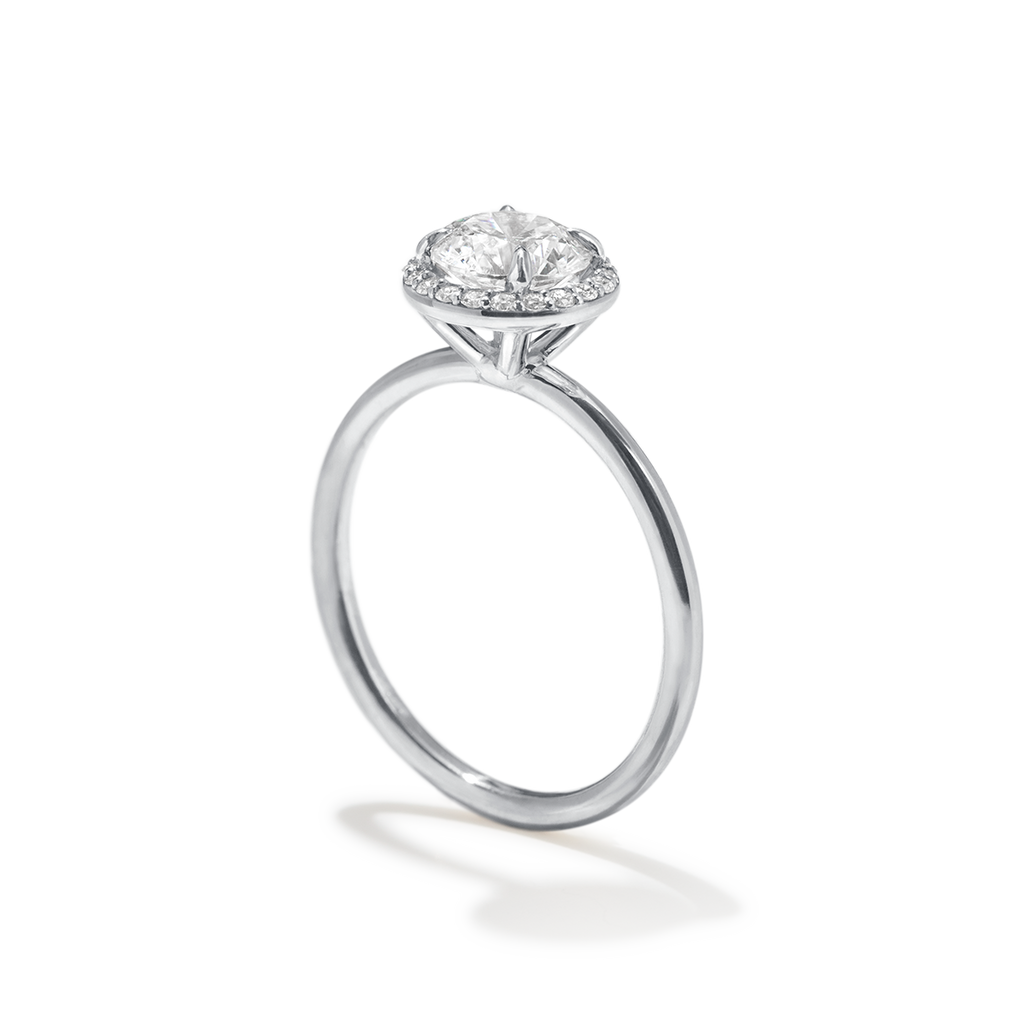 ILA Halo Round Diamond Engagement Ring 18K White Gold or Platinum